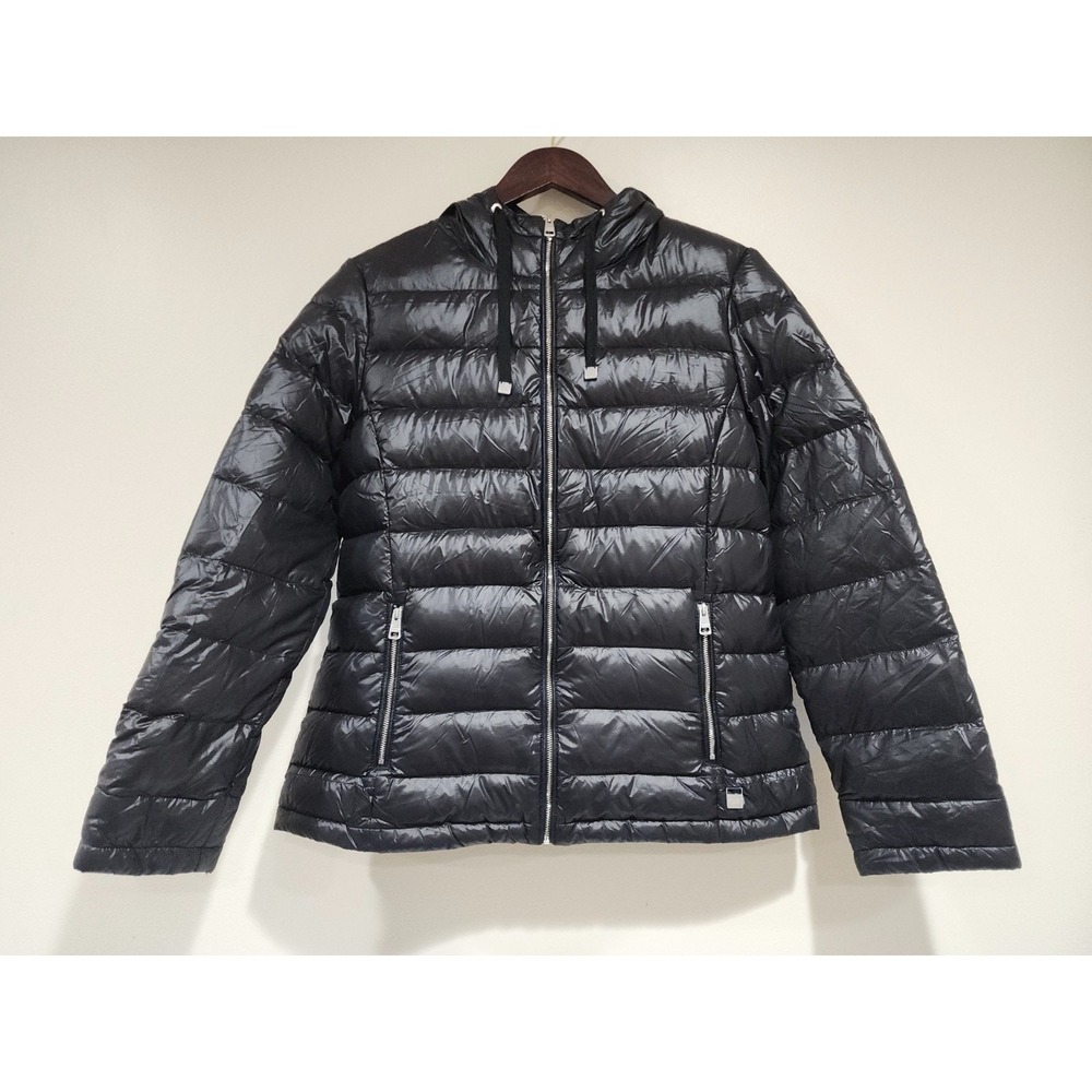 Andrew Marc Packable Lightweight Premium Down Puffer Jacket Womens Large Black